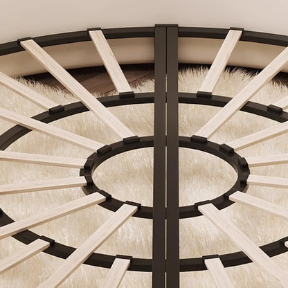 double wedding Round bed modern simple leather apartment queen beds European style base de cama matrimonial home furniture