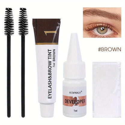 2 in 1 Eyelash and Eyebrow Tinting Kit, Professional Beauty Makeup Tool for Eyebrow and Eyelash Coloring, Suitable for Daily - Kimlud