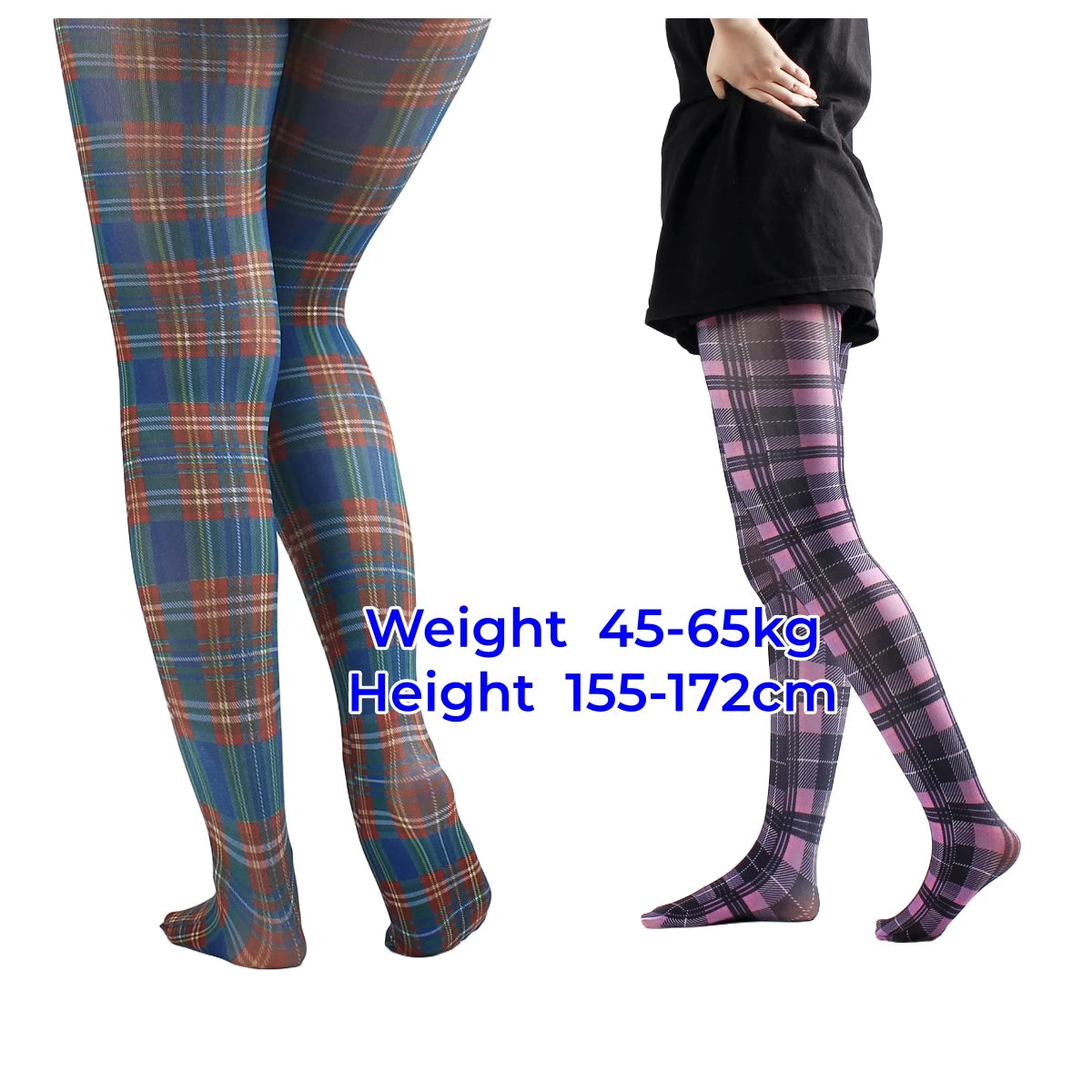 Fashion Women's Classic Tartan Semi-Opaque Pantyhose Printed Tights Red Purple Blue Green Scottish Check Pattern Tights