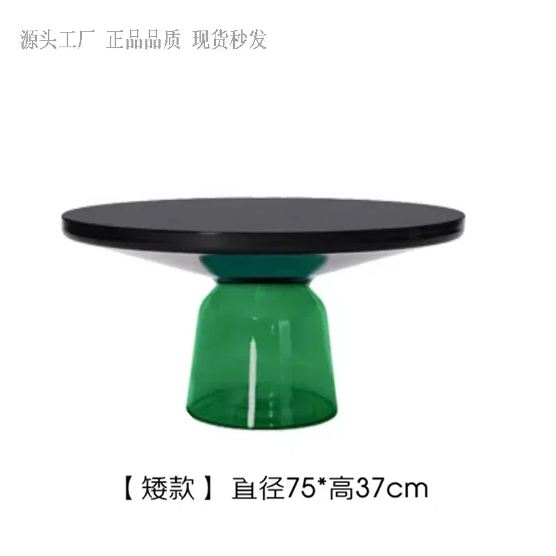 Nordic Creative Glass Round Coffee Table Combination Living Room Reception Side Table Transparent Light Luxury Coffee Tables - Kimlud
