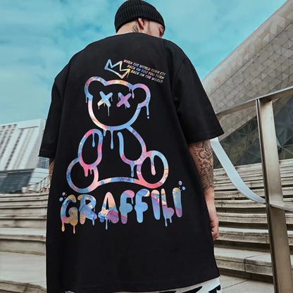 M-8XL Oversized Tshirts New Korean T-shirt Loose Summer Enlarged Round Neck Casual Couple Top Short Sleeve Men's Shirt