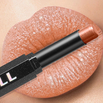 Diamond Shiny Lipstick Highly Pigmented Metallic Pearl Lipstick Waterproof Long-Lasting Makeup Sparkle Radiant All Day Cosmetic