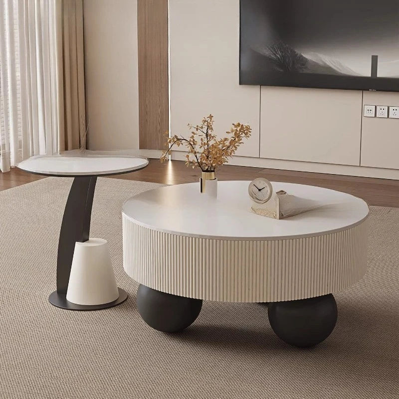 Round Designer Coffee Table Storage Nordic Aesthetic Minimalist Coffee Table Drawers Italian Simple Mesa Auxiliar Home Furniture - Kimlud