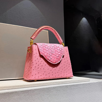 Luxury Designer Brand 가방 New High Quality Leather Handbag for Women Fashion Ostrich Print Single Shoulder Crossbody Bag...