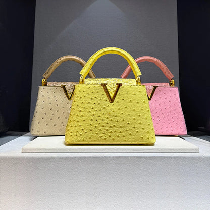 Luxury Designer Brand 가방 New High Quality Leather Handbag for Women Fashion Ostrich Print Single Shoulder Crossbody Bag...