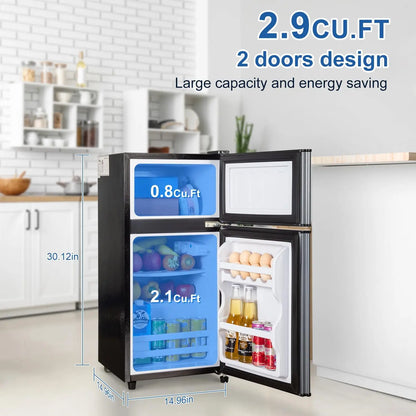 Mini Fridge with Freezer, 2.9 Cu.Ft Small Fridge, Energy Saving, Low Noise,7 Adjustable Thermostat, Double Door...