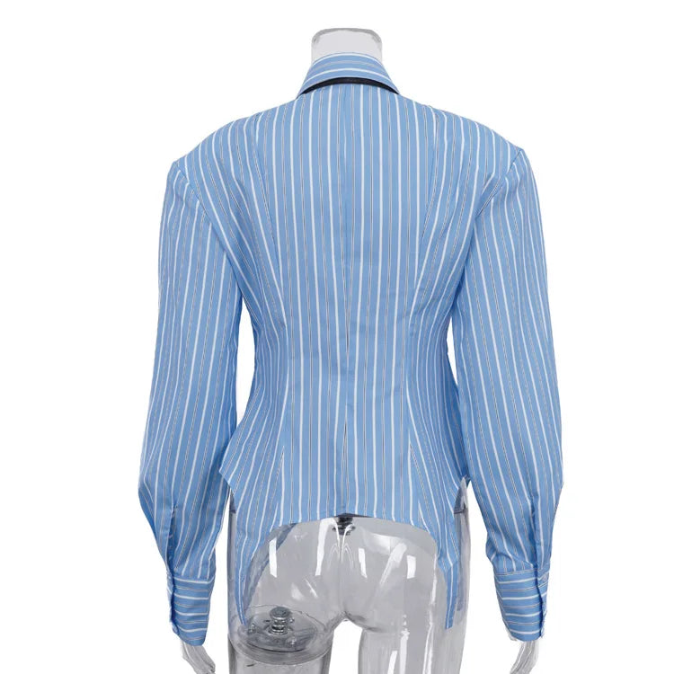 Vintage Stripe Printed Shirts Women Casual Office Long Sleeve Lapel Buttoned Shirt 2026 Spring WOMEN Shirt Korean Style...