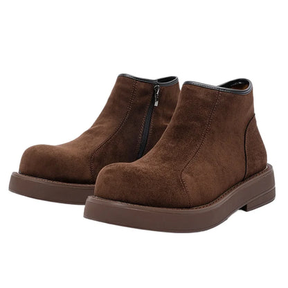 2026 Spring Autumn Fashion Mens Chelsea Boots Square Heels 2.5cm Brand Men Single Ankle Boots Male Footwear Big Size 45 DX738