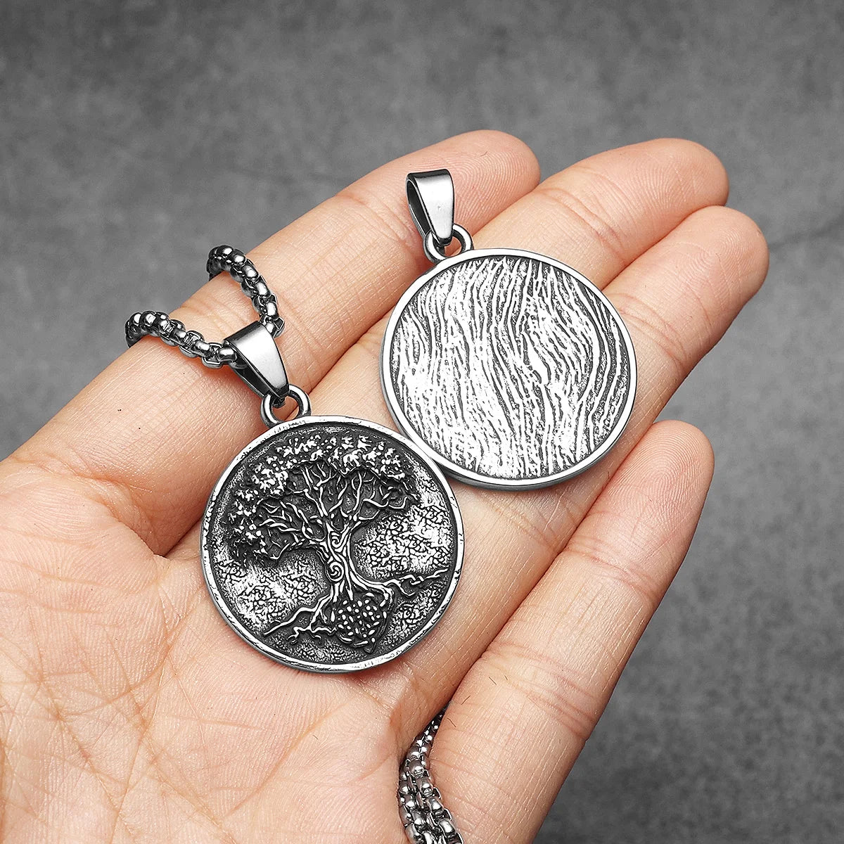 Retro Tree of Life Carving Men Necklaces Pendant Stainless Steel Jewelry For Male Women Punk Hip Hop Accessories Gifts Wholesale