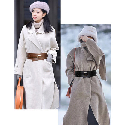 Medieval Leather Waist Belt Women Corset Wide Belts Girdle Belts Wide Cowhide Pin Buckle Waistbands For Dress Coat Decor