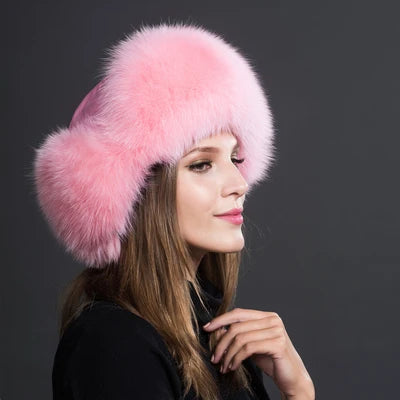 Women Natural Raccoon Fur Caps Ushanka Hats for Winter Thick Warm Ears Fashion Bomber Pom Pom Hat Lady Real Fox Fur Cap...