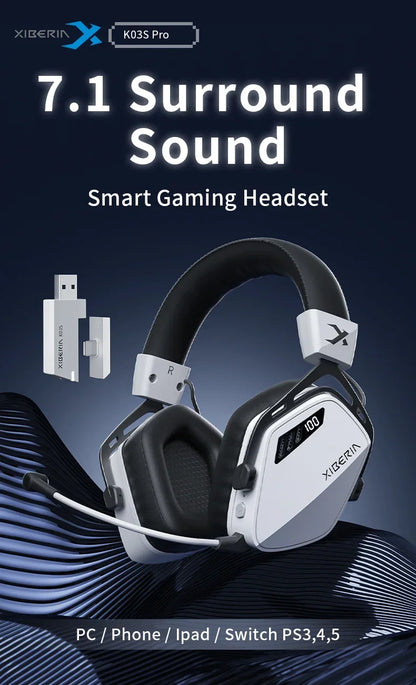 XIBERIA K03S Pro Wireless Headsets Gamer HiFI Surround Sound 2.4GHz 4 Mode 7.1 Gaming Headphones 2000mAh Battery Low Latency IEM