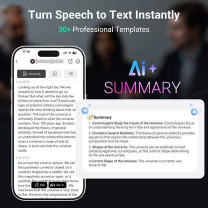 MECHEN 64GB  AI Voice Recorder, AI Notetaking Device for Meetings, Lectures, Calls, AI Transcription & Summarization