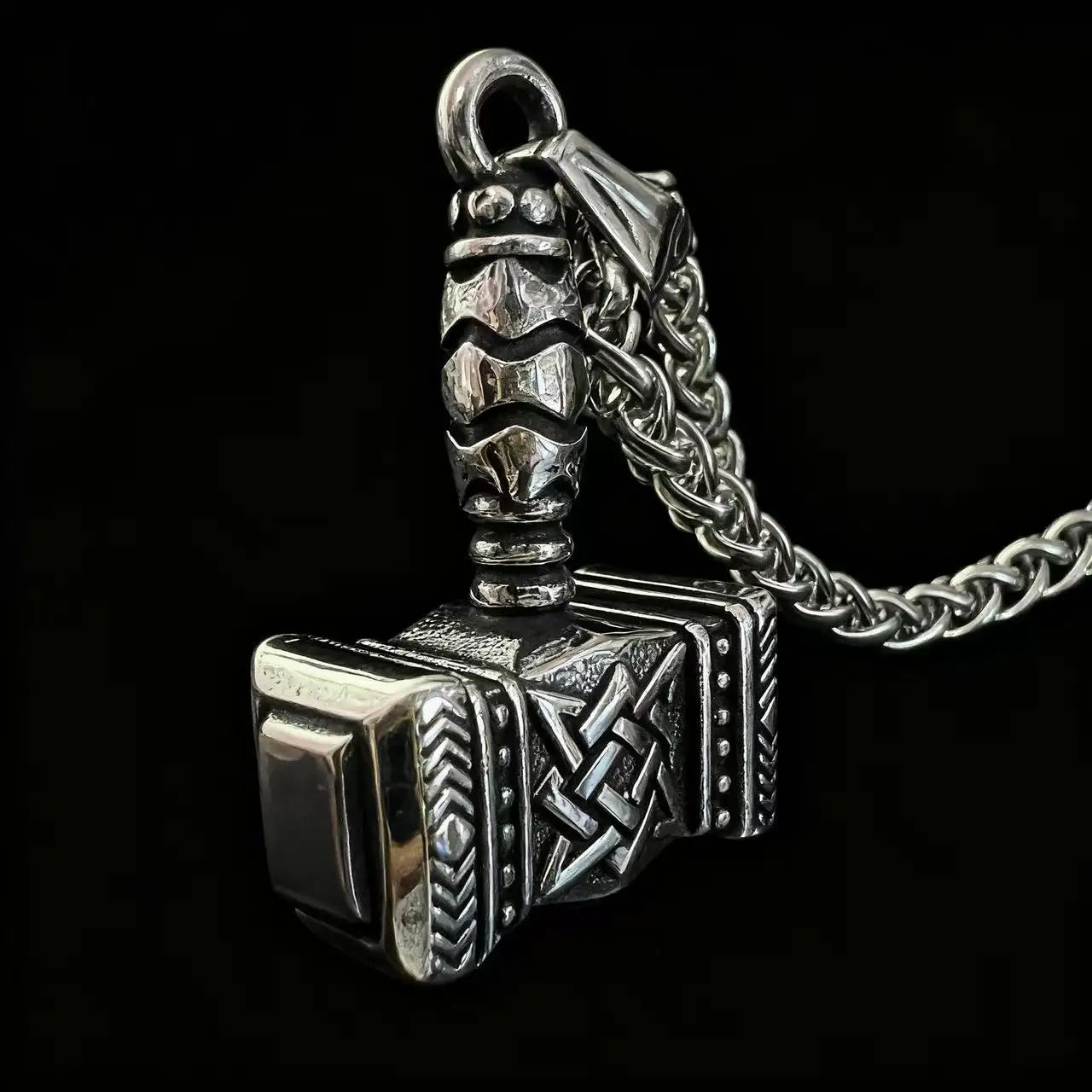 HNSP 316L Stainless Steel Norse Mythology Mjolnir Odin Rune Thor Hammer Pendant Necklace For Men Gift Viking Jewelry Accessories