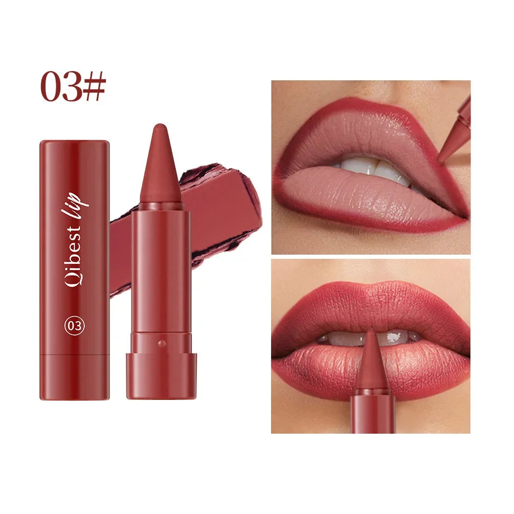 1pc Twist Up Lip Liner Lipstick Pen Multipurpose Blush Matte Red Velvet Lip Contour Waterproof Non Stick Cup Lip Rouge Makeup