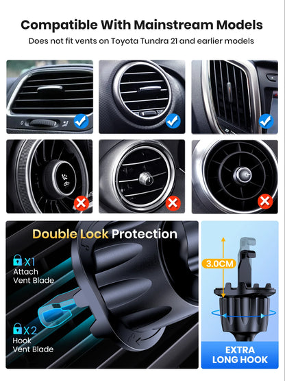 TOPK D36-G Universal Car Phone Holder with Hook Clip Air Vent Car Mount 360° Rotation Universal Mobile Phone Mount for...