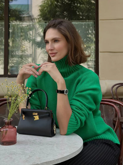 Blubelle  Women Turtleneck Sweater Autumn Thick Warm Pullover Tops NEW Winter Oversized Casual Loose Knitted Jumper Female pull