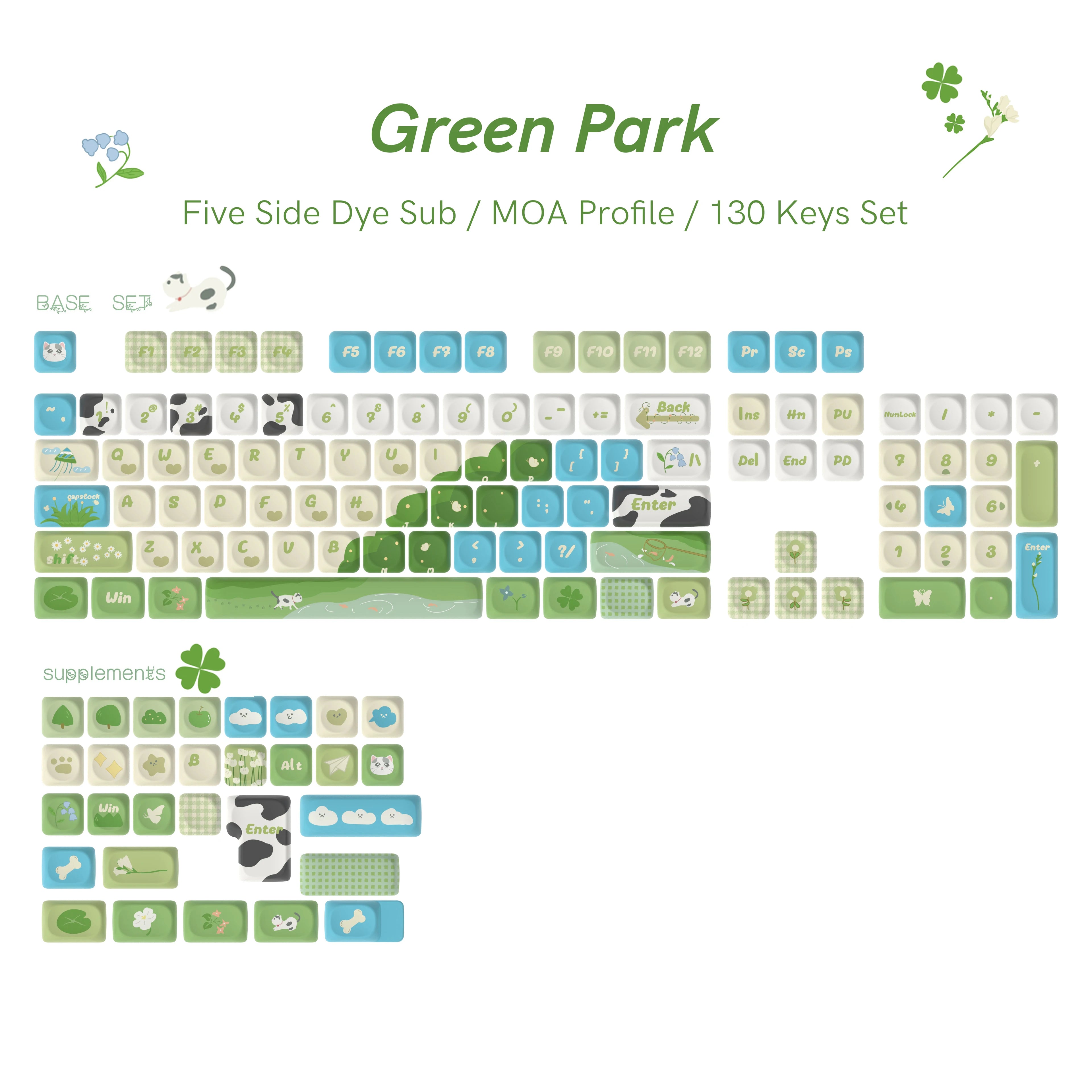 125 Keys Milky Way White Dye-Sublimation Keyboard Keycaps MOA Profile Cute PBT Key cap for Cherry MX Switches Gaming Keyboard