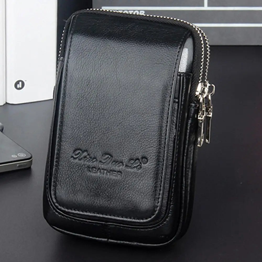 High Quality Men Genuine Leather Waist Pack Bag Coin Cigarette Purse Pocket Pouch Belt Bum Cell/Mobile Phone Case Fanny...