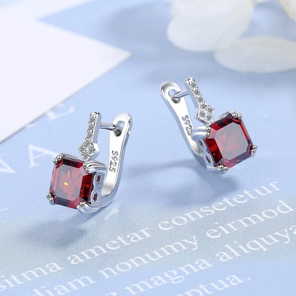 Silver Color Square Zircon Earrings for Women Girl Simple Korean Fashion 925 Silver Needle Ear Buckles Earring Trendy Jewelry