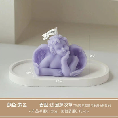1Pc Nordic Style Cupid Angel Soy Wax Candle - Smokeless Essential Oil Aromatherapy Candle for Home Decor & Photo Props