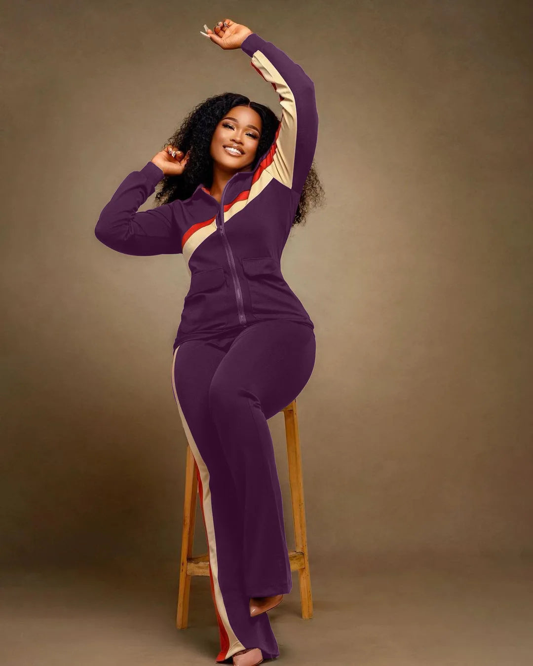 Women Fall Clothes 2025 Slim Zippered V-neck Jacket Trousers Tight Sports Long Sleeves Suit Conjuntos De Mujer 2 Piezas Elegante