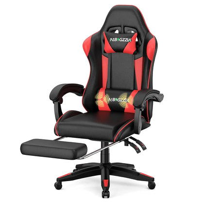 Gaming Chair, Gamer Chair with footrest and Massage Lumbar Support, Height Adjustable Video Game Chair with, Customized