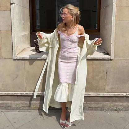 Sexy Solid Fishbone V-neck Dress Women Elegant Solid Sleeveless Pleated Slim Waist-cinching Mini Dresses 2026 Summer Party Gown