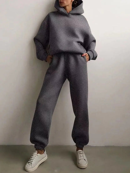 Winter Two Piece Sets Women Tracksuit Oversized Suit 2021 Autumn Trouser Suits Female Sweatshirt Solid Sports Hoodie...