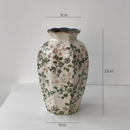 New Chinese ceramic vase dried flower water flower arrangement retro living room entrance decoration ornament small and fresh