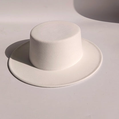 French felt hat Flat-top  Autumn and winter felt hats Letter accessories women's wide-brimmed hat sombrero fedora  sombrero