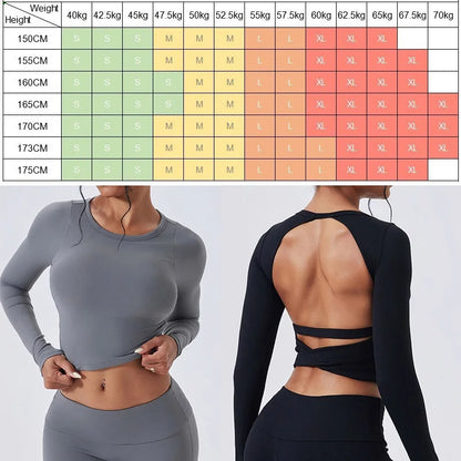 Cloud Hide SEXY Back Grey Yoga Shirts for Women Long Sleeve Pilates Blouse Sports Gym Fitness Top Running T-Shirt Workout Shirt - Kimlud