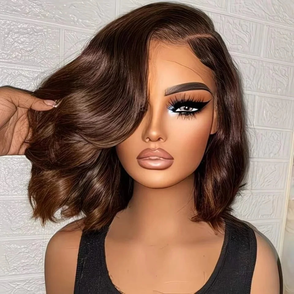 13x4 Bob Wig Human Hair Body Wave Brazilian Hair Pre Plucked and Natural Hairline HD Lace Frontal Wig Human Hair Pre...