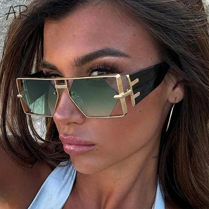 Steampunk Rectangle Sunglasses Women Men 2026 Luxury Hollow Metal Frame Sun Glasses Vintage Punk Hexagon Eyewear UV400...