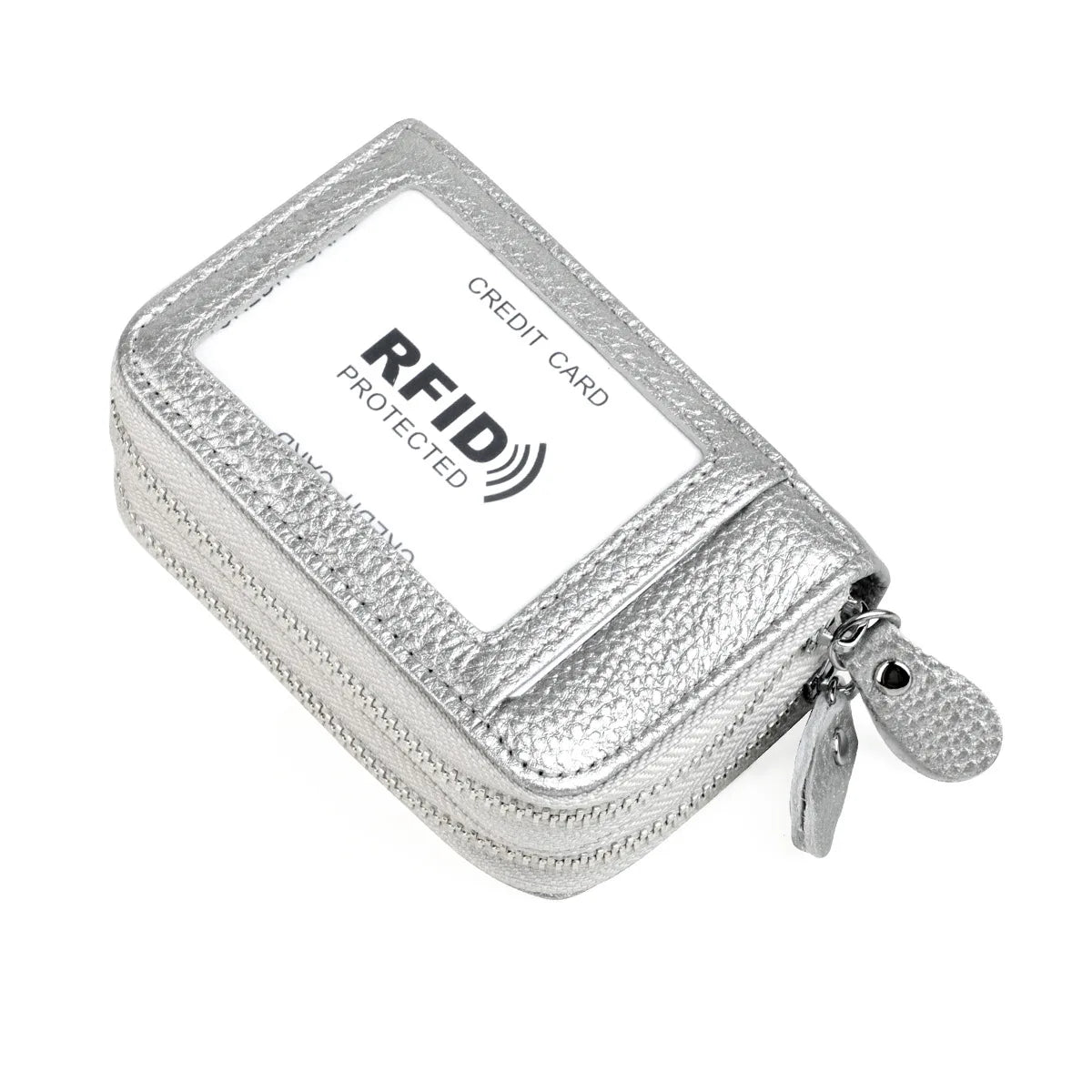 RFID Blocking Fashion Women Card Holder Genuine Leather Double Zipper Large Capacity Female Wallet Purse | Kimlud Mid...