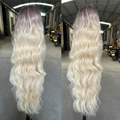 Magicae Ponytail 28Inches Ombre Brown Blond 27/ 613 Clip in Synthetic Hair Extension 180grams Heat Resistant Body Wavy |...