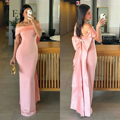 EDECPBM Mermaid Women Evening Dresses for Special Occasions Off-shoulder Long Prom Dresses 2025 Satin Customized Party Dress
