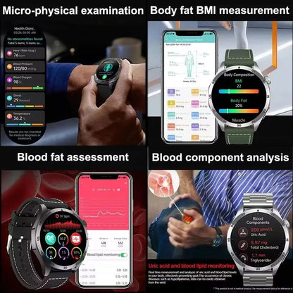 2025 New For Huawei ECG+PPG Laser Treatment Health Smart Watch Three highs Clock Blood pressure Heart rate Men HD Call Bracelet