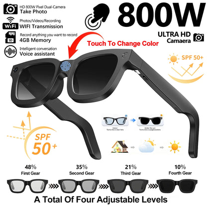 2026 Smart Glasses HD Photo Video OpenAI Record Translation Touch Photochromic Lenses Bluetooth Call Music Multifunction Glasses - Kimlud