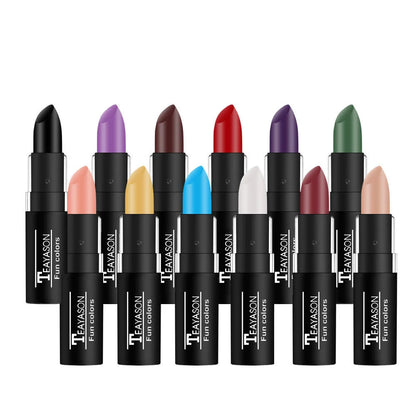 1Pcs Long Lasting Pigment Nude Purple Black Blue Red Green Lipstick Waterproof Velvet Matte Luxury Lips Makeup Cosmetics