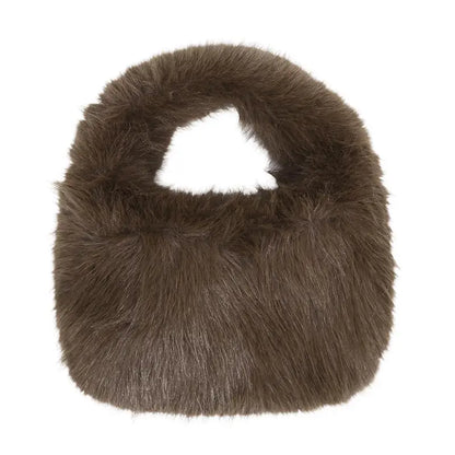 Winter Soft Plush Half Moon Bag Faux Fur Party Clutch Bag Lady Handbags Fluffy Female Winter Purse Casual Tote Bag 1-5PCS