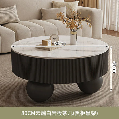 Round Designer Coffee Table Storage Nordic Aesthetic Minimalist Coffee Table Drawers Italian Simple Mesa Auxiliar Home...