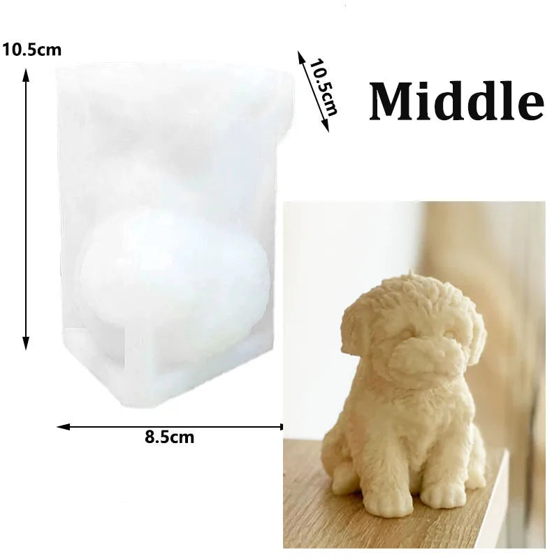 Teddy Dog Candle Mold Cute Animal Pet Puppy Dog Handmade Aromatherapy Plaster Soap Silicone Mould DIY Home Decoration Tools - Kimlud