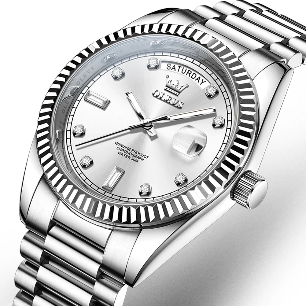 OLEVS Men's Fully Automatic Mechanical Watch Gold Stainless Steel Date Men's Night Light Waterproof Business Watch |...