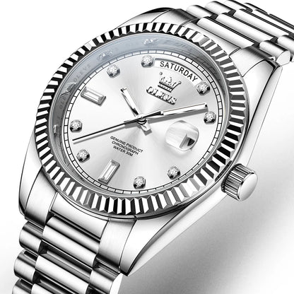 OLEVS Men's Fully Automatic Mechanical Watch Gold Stainless Steel Date Men's Night Light Waterproof Business Watch |...