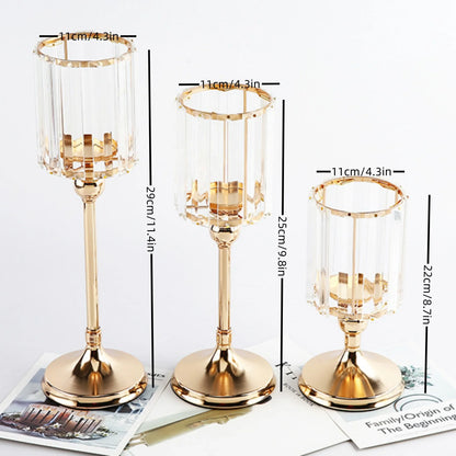 1pc Golden Pillar Candle Holder Crystal Candlesticks for Dining Coffee Table Wedding Events Parties Home Decor Candle...