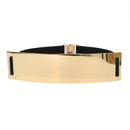 Punk-Elegant Metallic Glossy Wide Belt Waistband - Perfect for Y2K Dresses & Girdles! | Kimlud Mid Range Dress