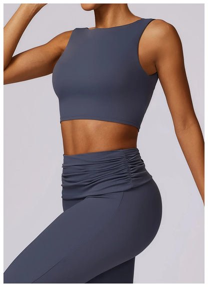 High Strength Sports Bra Shockproof Crop Top Anti-sweat Fitness Top Women Yoga Bra Backless Push Up Sport Top Gym Workout Top - Kimlud
