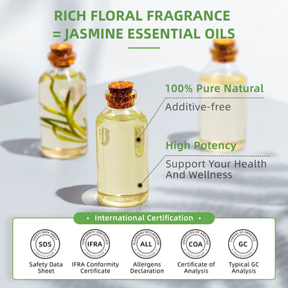 HIQILI 100ML Jasmine Ylangylang Orange Essential Oils, 100% Pure Floral Oil for Diffuser, Humidifier, Massage, DIY...