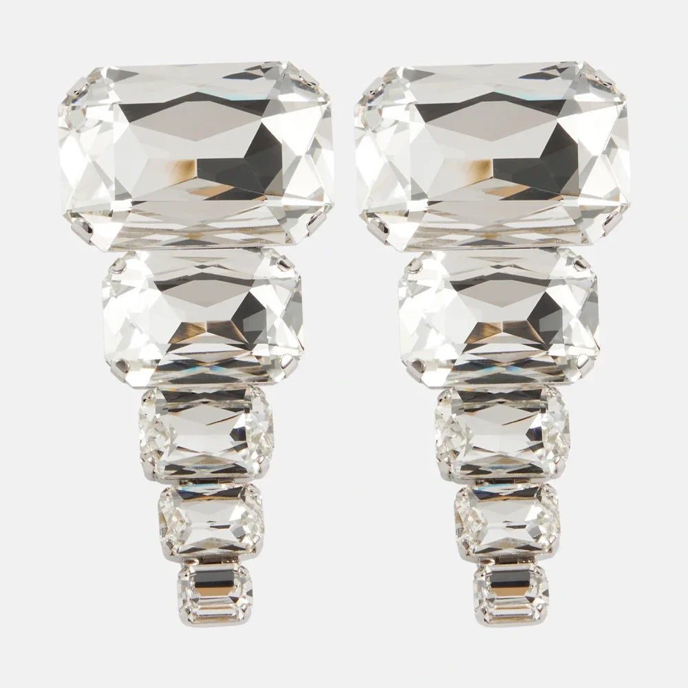 Luxury Square Crystal Jewelry Sets Women Party Accessories 2024 Fashion Show Exaggerate Bridal Necklace Earrings Set Gifts